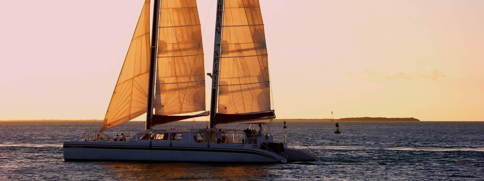 Catamaran Sailing at Sunset in Key West Florida